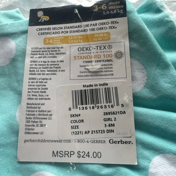 Gerber Baby Girls Rainbow Dots Zip-Front Bodysuit Set 3-6 M (2-Pack) - Picture 5 of 5